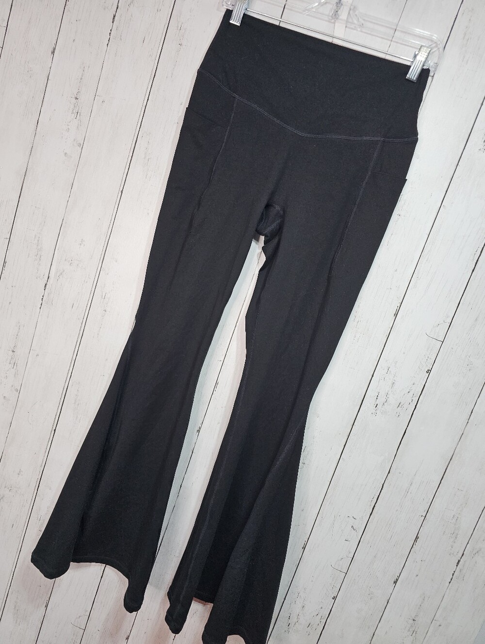 Popflex Women's Black Sculpt Bell Bottom Flare Leggings Pockets Size Large. - Picture 4 of 9